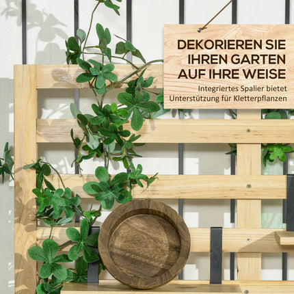Outdoor Storage Box with Trellis, 4 Shelves, Solid Wood