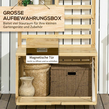 Outdoor Storage Box with Trellis, 4 Shelves, Solid Wood