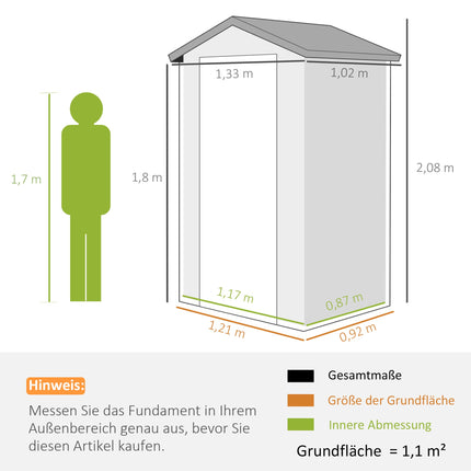 Outdoor Storage Shed, 1.1m², Polypropylene, Lockable Door