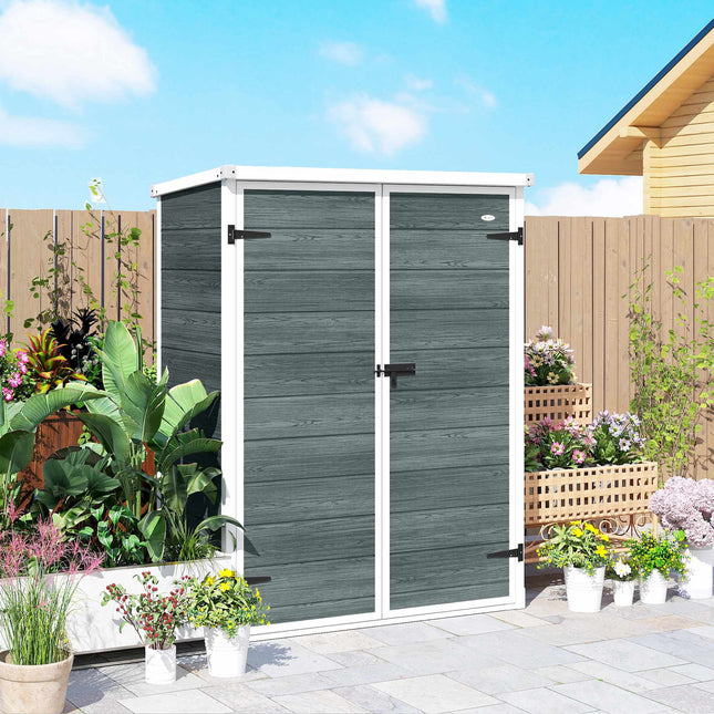 Outdoor Storage Shed, 134x68.5x170 cm, Lockable Doors