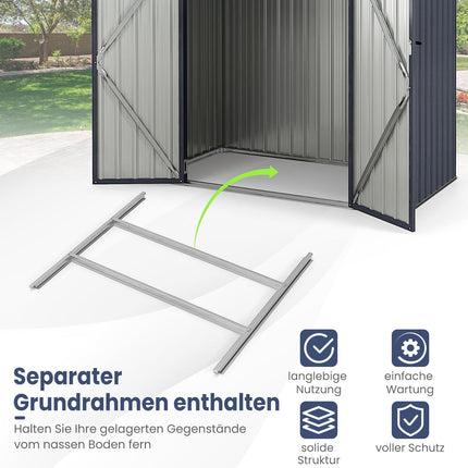 Outdoor Storage Shed, Galvanized Metal, 3.44 m³ Capacity