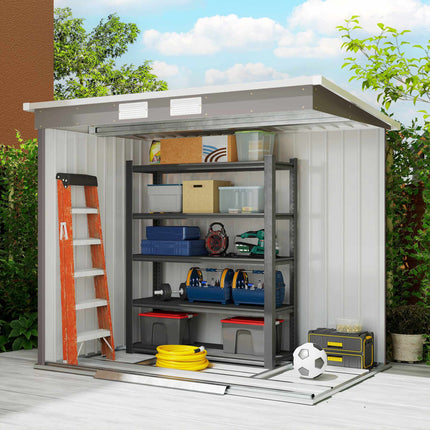 Outdoor Storage Shed, Vent Windows, Sliding Doors, Steel, 213x130x172 cm