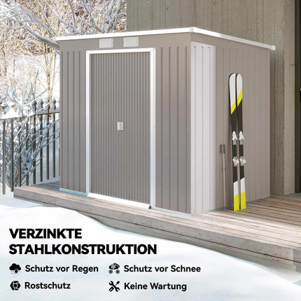 Outdoor Storage Shed, Vent Windows, Sliding Doors, Steel, 213x130x172 cm