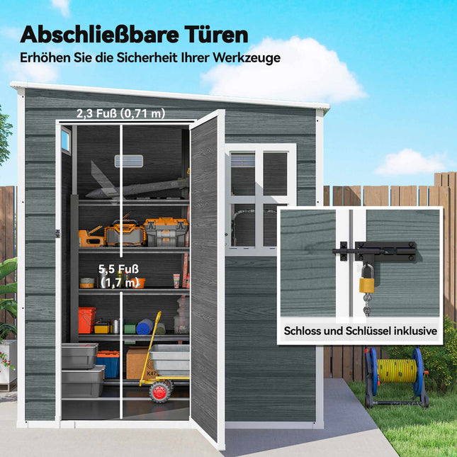 Outdoor Storage Shed with Windows and Lock, 182 x 182 cm