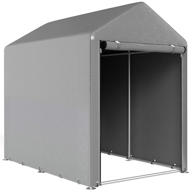 Buitenopbergtent/schuur, stalen frame, 120x179x165cm, lichtgrijs
