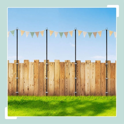 Outdoor String Light Poles, 3m, Black, Set of 4