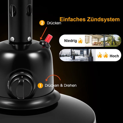 Venkovní stolní zářič, 3200W, černá, bezpečný a přenosný