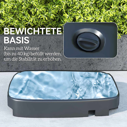 Outdoor-Kippschirm mit Standfuß, UV-Schutz, Dunkelgrau