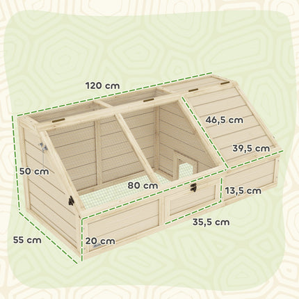 Venkovní výběh pro želvy, design s otevřeným dnem