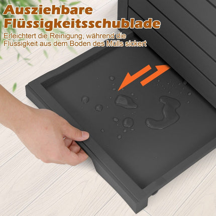 Venkovní odpadkový koš s víkem, výsuvná zásuvka, 118L, černá