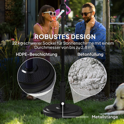 Outdoor Umbrella Base, 22kg, Fits 2.8m Umbrellas