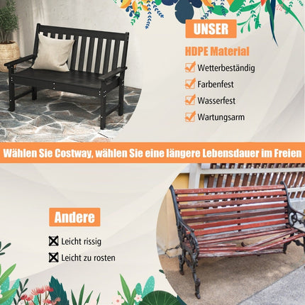 Outdoor Weatherproof HDPE Garden Bench for 2-3 Seats