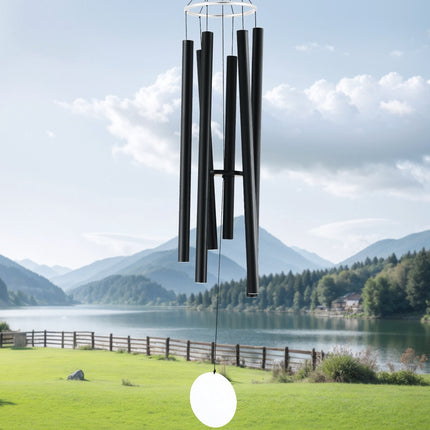 Outdoor Wind Chimes, 66-Inch, 6-Tube Deep Tone, Black