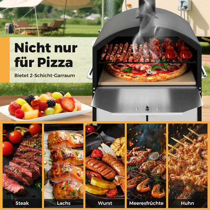 Venkovní pec na pizzu na dřevo, 40 cm, dvouvrstvé pečení