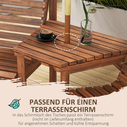Outdoor Wooden Balcony Set with Table and Umbrella Hole