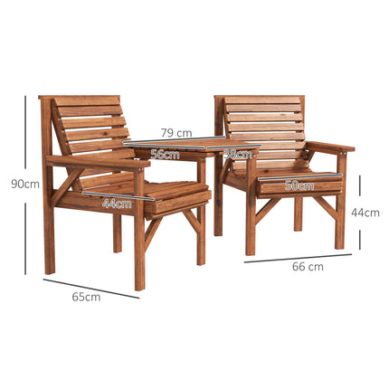 Outdoor Wooden Balcony Set with Table and Umbrella Hole