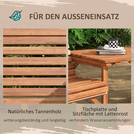 Outdoor Wooden Balcony Set with Table and Umbrella Hole
