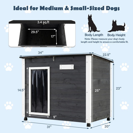Outdoor Wooden Dog House with Removable Floor & Roof