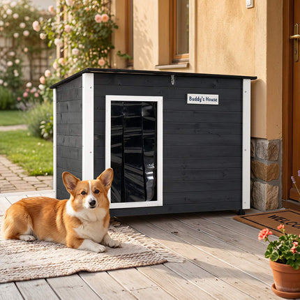 Outdoor Wooden Dog House with Removable Floor & Roof