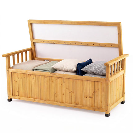 Outdoor Wooden Storage Bench, 155L, Water-Resistant