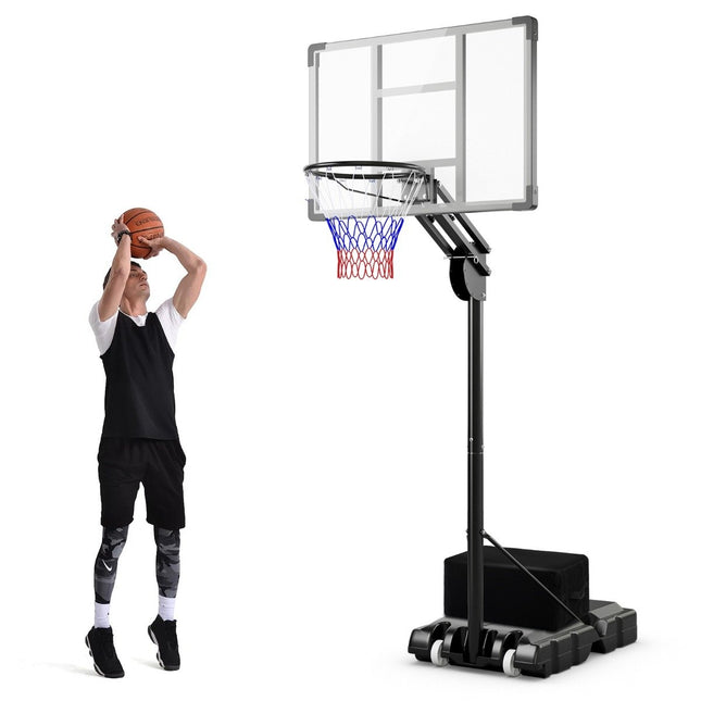 Venkovní basketbalový koš 135/143-305 cm, výškově nastavitelný stojan se 2 kolečky