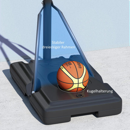 Adjustable outdoor basketball hoop with wheels, 230-305 cm