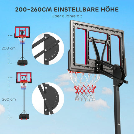 Nastavitelný venkovní basketbalový koš pro děti, 200-260 cm
