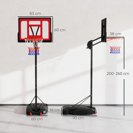 Nastavitelný venkovní basketbalový koš pro děti, 200-260 cm