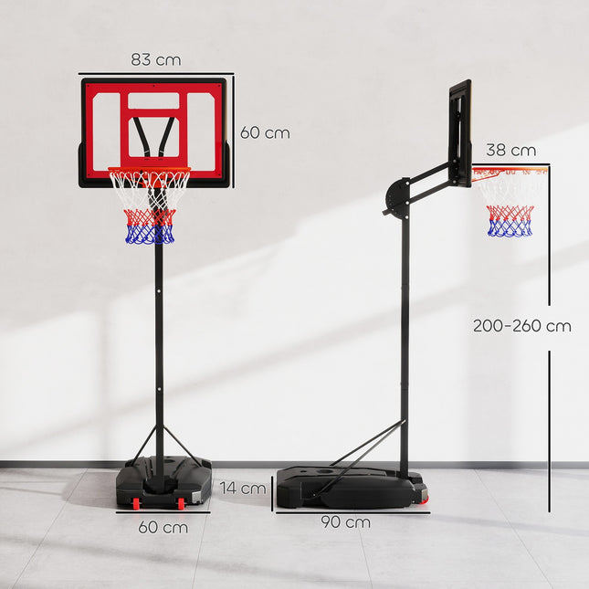 Nastavitelný venkovní basketbalový koš pro děti, 200-260 cm