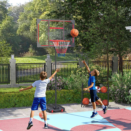 Nastavitelný basketbalový koš pro děti, 210-260 cm, s kolečky