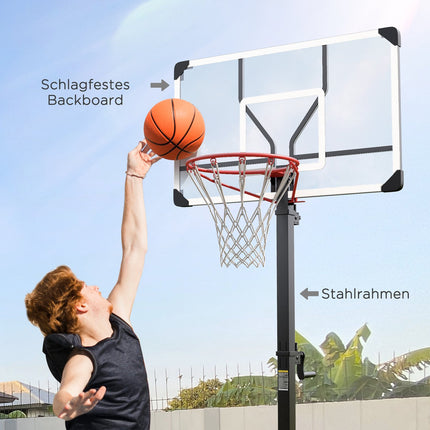 Nastavitelný venkovní basketbalový koš s kolečky, 130-310 cm