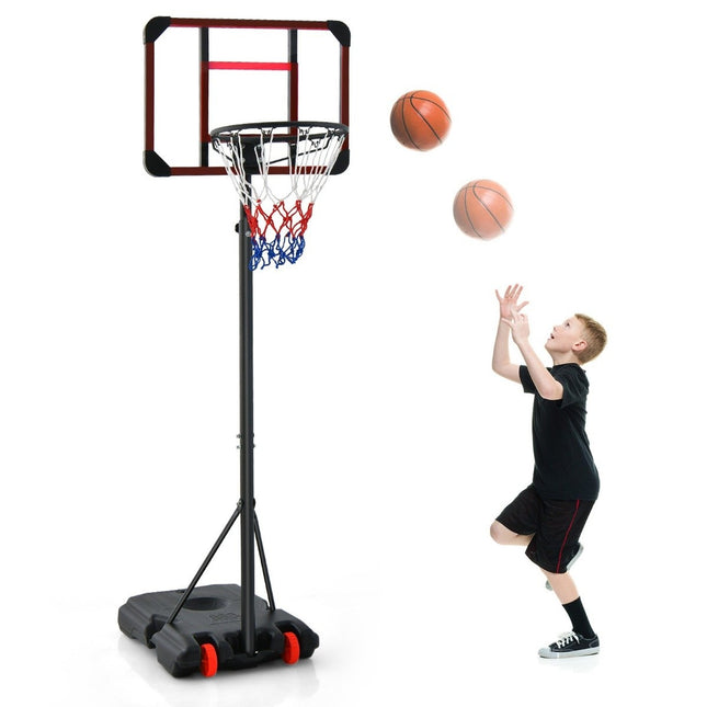 Venkovní basketbalový koš se stojanem 155-210cm, výškově nastavitelný stojan, černá
