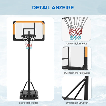 Adjustable outdoor basketball hoop with wheels - 182-213 cm