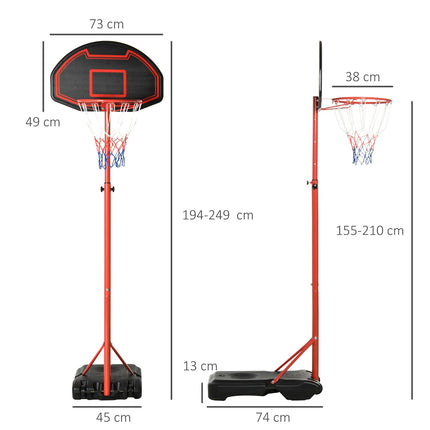 Nastavitelný venkovní basketbalový koš s kolečky – 194-249 cm