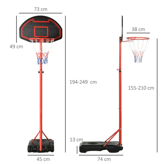 Nastavitelný venkovní basketbalový koš s kolečky – 194-249 cm