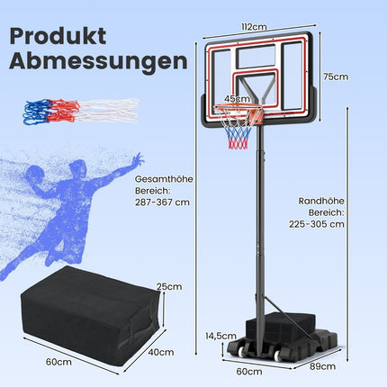 Venkovní basketbalový koš se stojanem, klikou, zátěžovým vakem a 2 sítěmi, basketbalový stojan