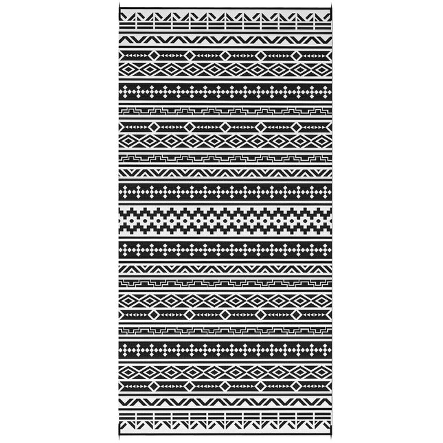 Venkovní koberec odolný proti povětrnosti - skládací černobílý, 548x274 cm