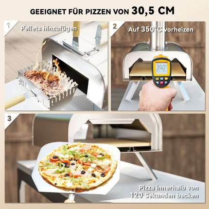 Nerezová pec na pizzu na dřevo s kamenem, přenosná