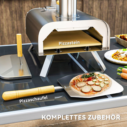 Nerezová pec na pizzu na dřevo s kamenem, přenosná