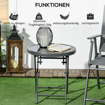 Černý skládací skleněný stůl - kompaktní na balkon i do obývacího pokoje