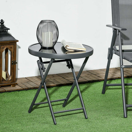 Černý skládací skleněný stůl - kompaktní na balkon i do obývacího pokoje