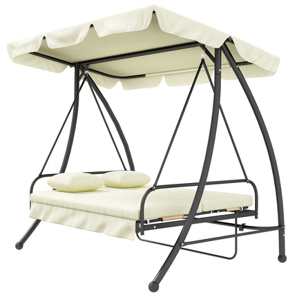2-in-1 reclining 3-seat garden swing, cream white, 240 kg load