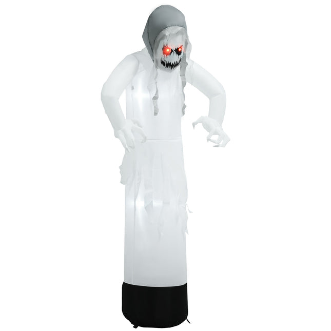 Nafukovací bílá čarodějnice, halloweenská dekorace s LED světly