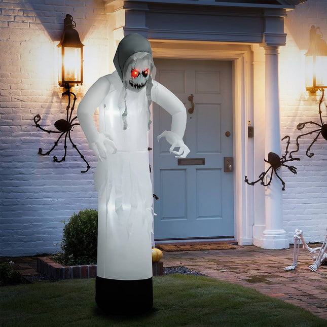 Nafukovací bílá čarodějnice, halloweenská dekorace s LED světly