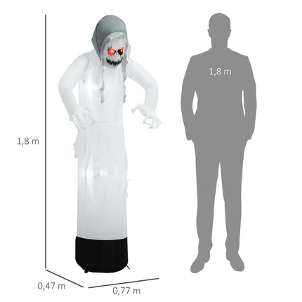 Nafukovací bílá čarodějnice, halloweenská dekorace s LED světly