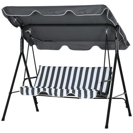 3-seat garden swing with cushion and adjustable canopy