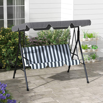 3-seat garden swing with cushion and adjustable canopy