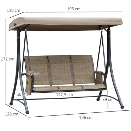 3-seat garden swing with adjustable canopy, 300 kg capacity