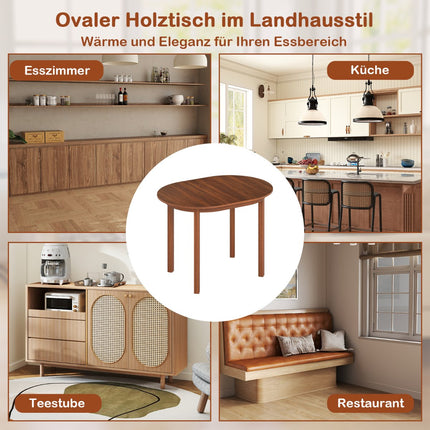 Oválný jídelní stůl pro 2-4 osoby, ořechové dřevo, 110x78x77 cm