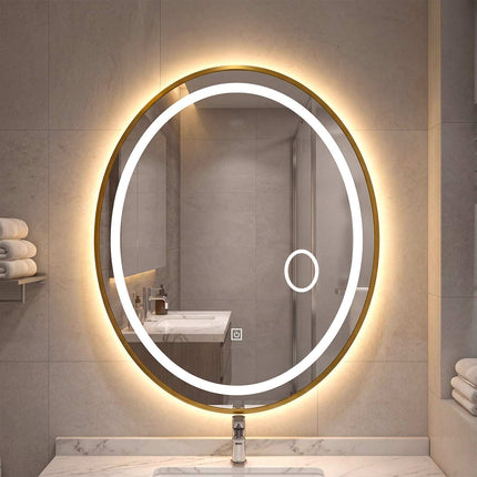 Oval LED Bathroom Mirror, Dimmable, 60x50 cm, 3 Light Colors